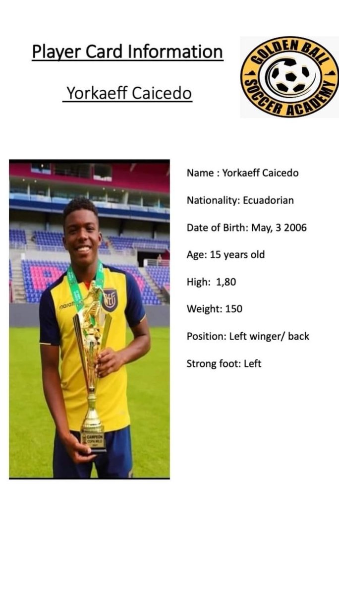 GoldenBallSocce's tweet photo. GBSA is proud to announce that one of our players, Yorkaeff Caicedo, will go and tryout at one of the most important clubs in the world, River Plate of Argentina. We wish you the best in the unique experience. https://t.co/ghkhRzElEg