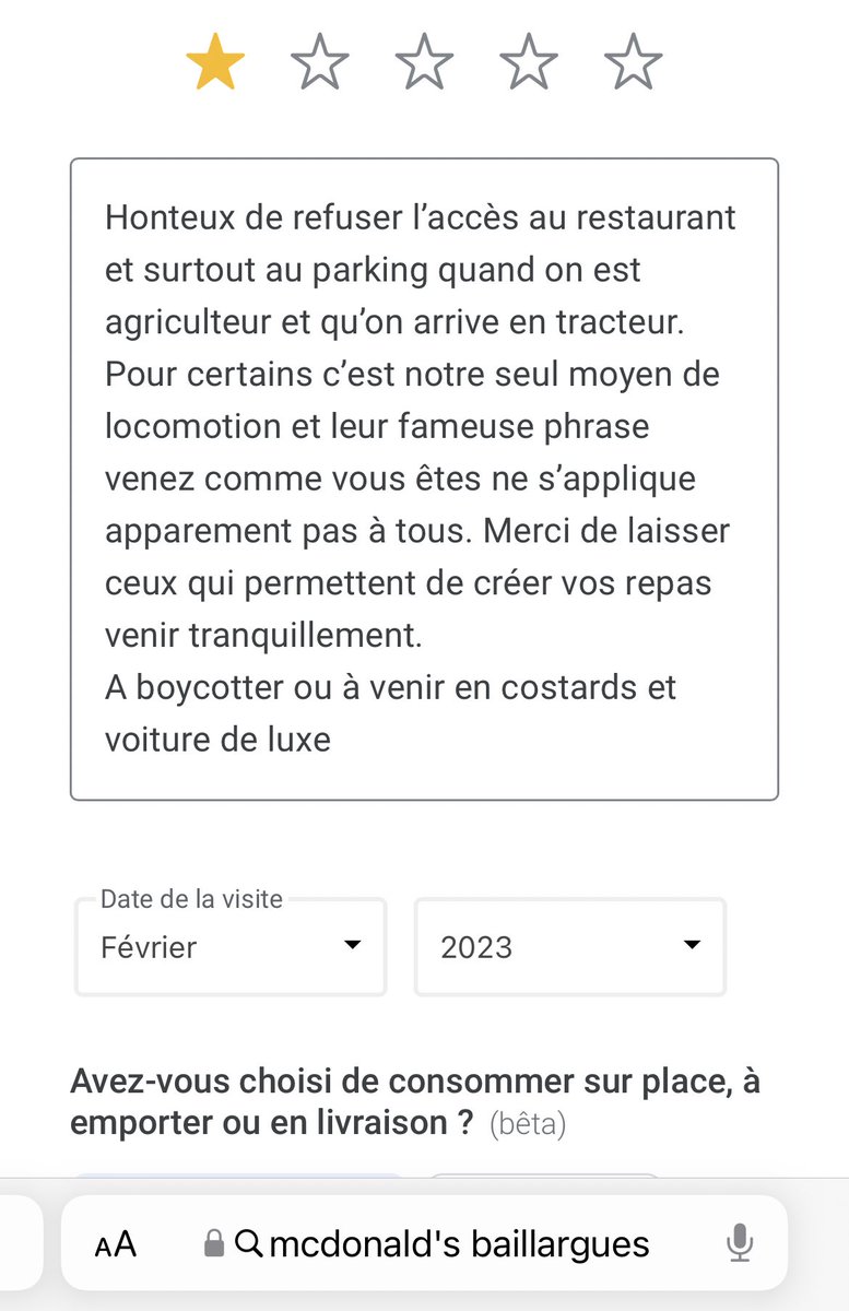 lulu18mamalabre's tweet photo. Bonjour @McDonaldsFrance je trouve ça aberrant de ce faire refuser l’accès à vos restaurant sous prétexte qu’on vient avec un moyen de locomotion diffèrent d’une voiture, surtout quand vous prônez l’alliance avec les agriculteurs et le venez comme vous êtes https://t.co/OByiwejTBJ