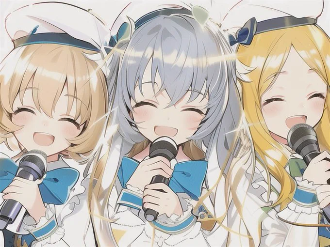 この前のドリームホープスプリングのらくがきをAI加工アプリに放り込んだら、素晴らしいイメージ映像返してくれた。#望月聖 #成宮由愛 #古賀小春 