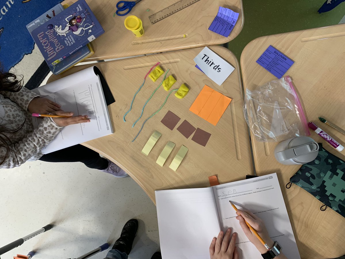 LambClubBlvd's tweet photo. These awesome kids are crushing their newest unit on fractions! We enjoyed partitioning items into fractional units and working together! @ClubBlvdManatee @eureka_math https://t.co/zTLbOkZxHq
