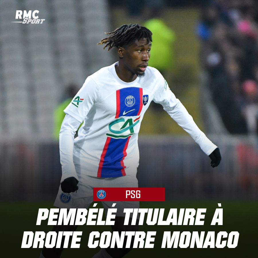 RMC Sport on Twitter: "🔴🔵 Le PSG pourrait jouer en 5-3-2 à Monaco.  Pembélé serait titulaire en arrière droit, ce qui soulève des  interrogations sur l'état de santé d'Hakimi. Ekitike et Neymar