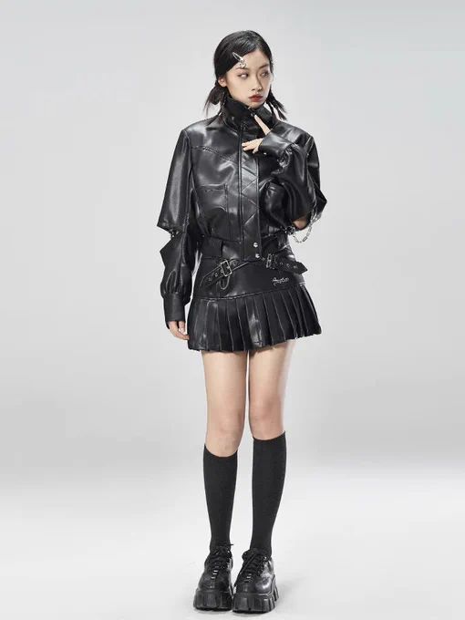 chain leather nichi cut jacket by sugarboo 