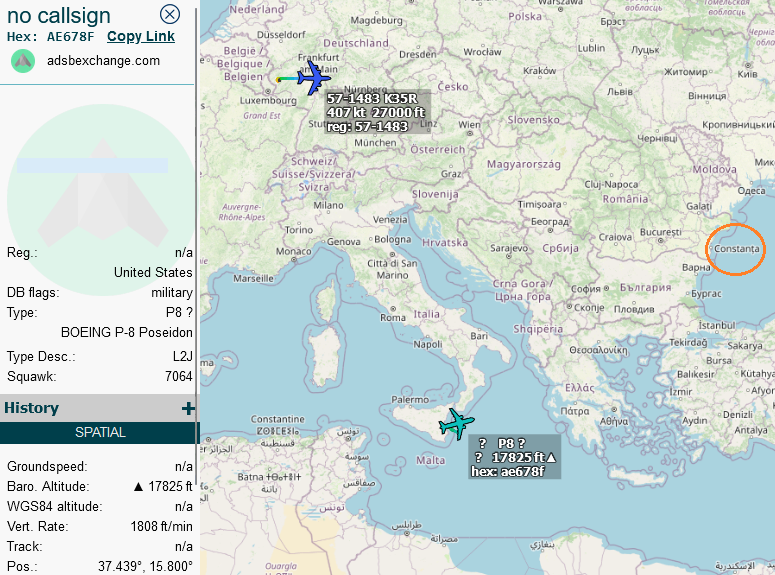 LuftHanzl's tweet photo. KC135 Bart20 -> Romania 
for refuel P8 #ae678f, I think https://t.co/rpOvepAnZn