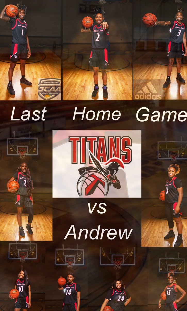 Rise &amp; Shine☀️

🚨🚨🚨🚨

🗣LAST!! REGULAR!!! SEASON!! HOME!!! GAME!!!⛹️‍♀️🗡🔴⚫️⚪ For the Lady!!!! Titans!!!!!!!!

🆚 Andrew College 

⌚️ 1p.m Tip Off

📍 Albany State West Campus 
      2400 Gillionville Rd.
      Albany, GA 31707