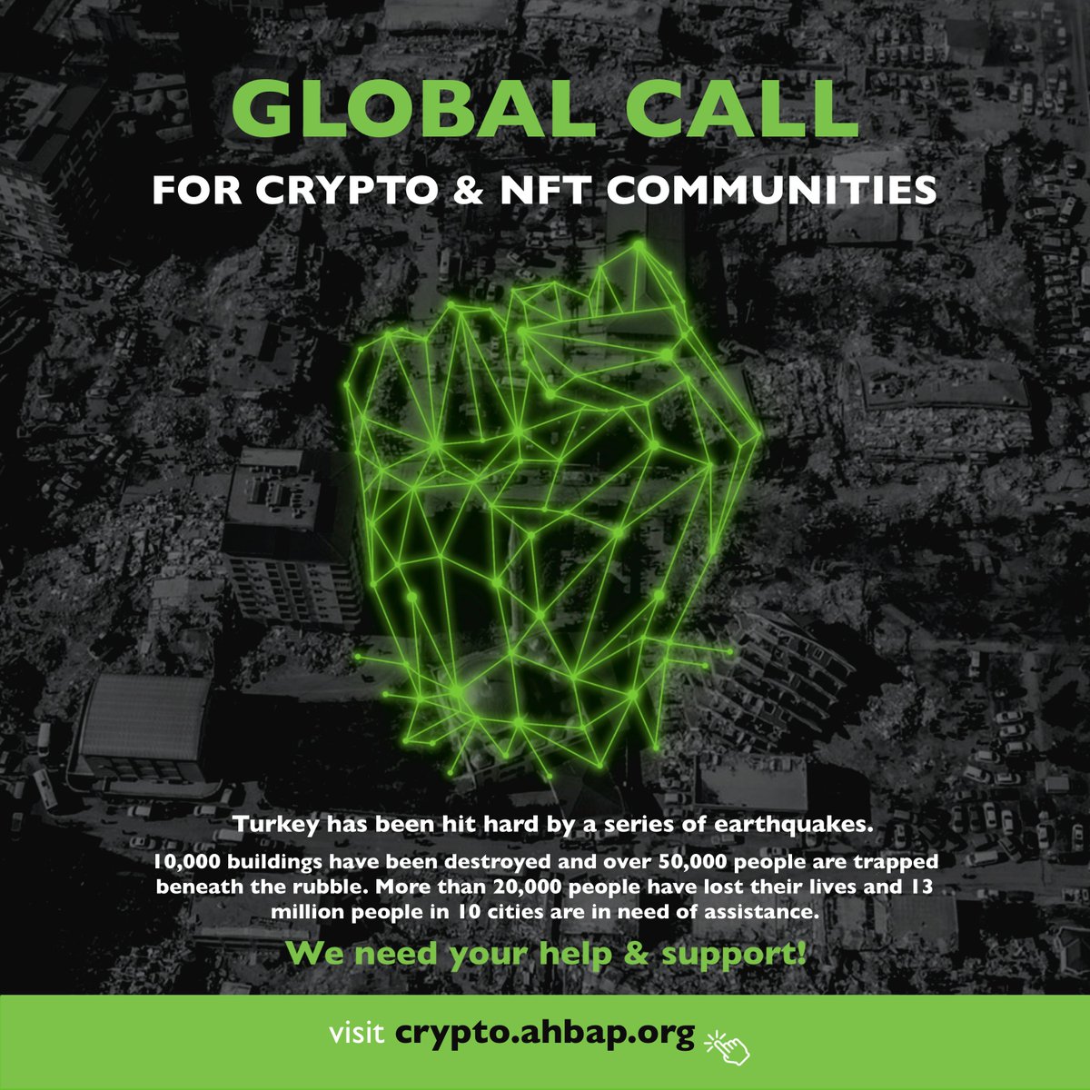 🚨GLOBAL CALL FOR CRYPTO &amp; NFT COMMUNITIES 🚨

We need your help &amp; support for earthquake relief efforts in Turkey by donating crypto through government approved NGO 
<a href="/ahbap/">Ahbap</a>
's wallet addresses.

x.com/ahbap/status/1…

Any help is appreciated visit crypto.ahbap.org