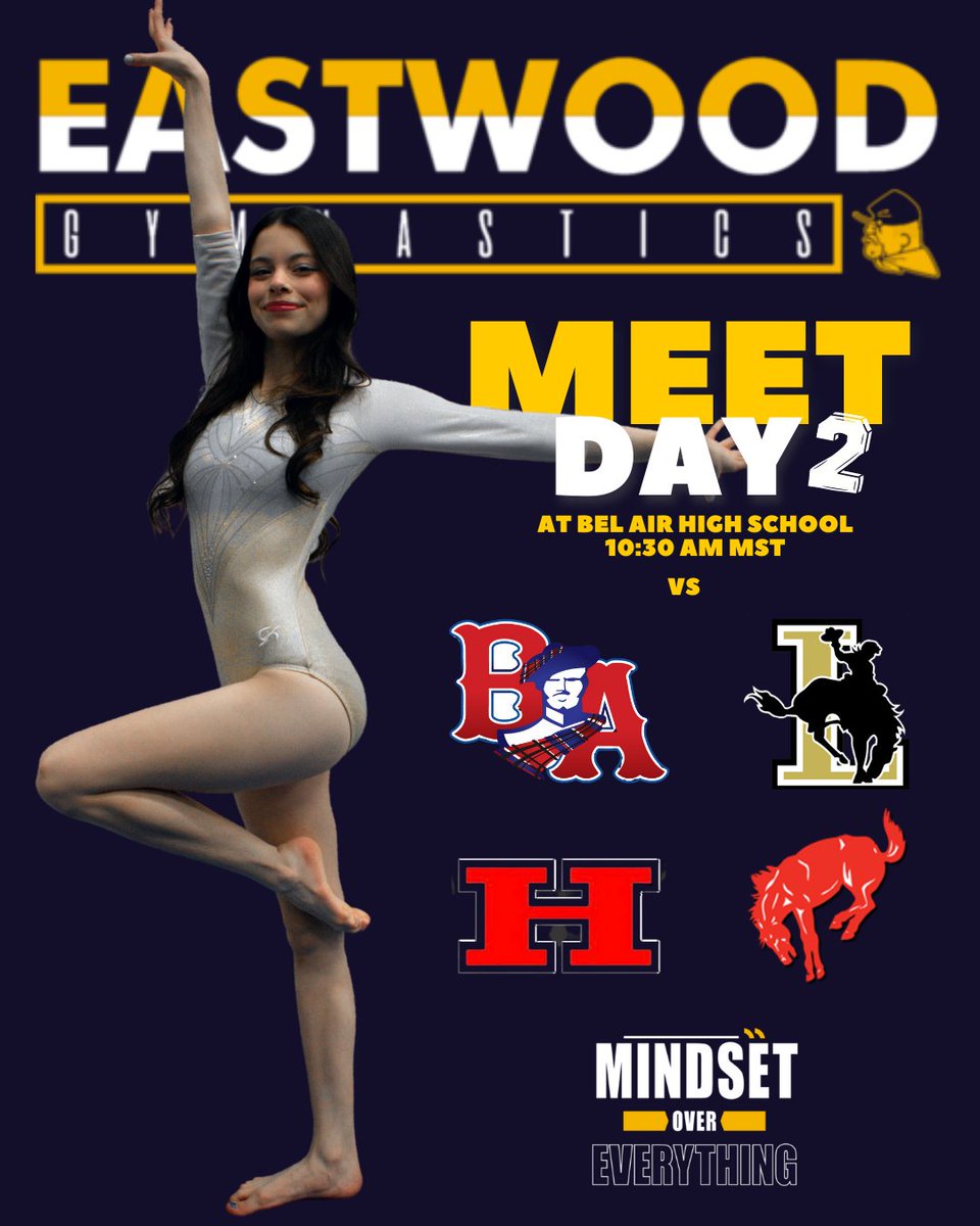 Meeeeeeet Day ✌️!! Let's Goooo!!
🤸‍♀️ 🆚 Bel Air, Hanks, Lubbock, &amp; Odessa

Saturday's 𝗜𝗻𝗳𝗼:
🕠 10:30 am MST
📍 <a href="/BelAirHigh/">Bel Air HS</a>
🎟️  yisd.net/Page/16428

<a href="/EastwoodSports/">Eastwood Performance & Athletics Network</a> | <a href="/EastwoodHQ/">Eastwood High School</a> 
@Btorres_EHS  | <a href="/EHSCoachLopez/">Julio Lopez</a>