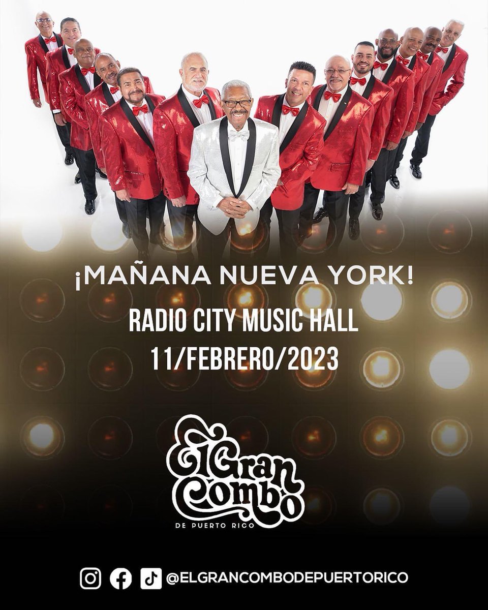 richieperc's tweet photo. Esta noche El Gran Combo de PuertoRico se presenta en @RadioCity .. Allá nos vemos!!! #LosMulatosDelSabor #ElGranComboDePuertoRico #60Aniversario #RadioCityMusicHall #RCMH #nyc #PuertoRico #DePuertoRicoParaElMundo https://t.co/GMZoP15orI