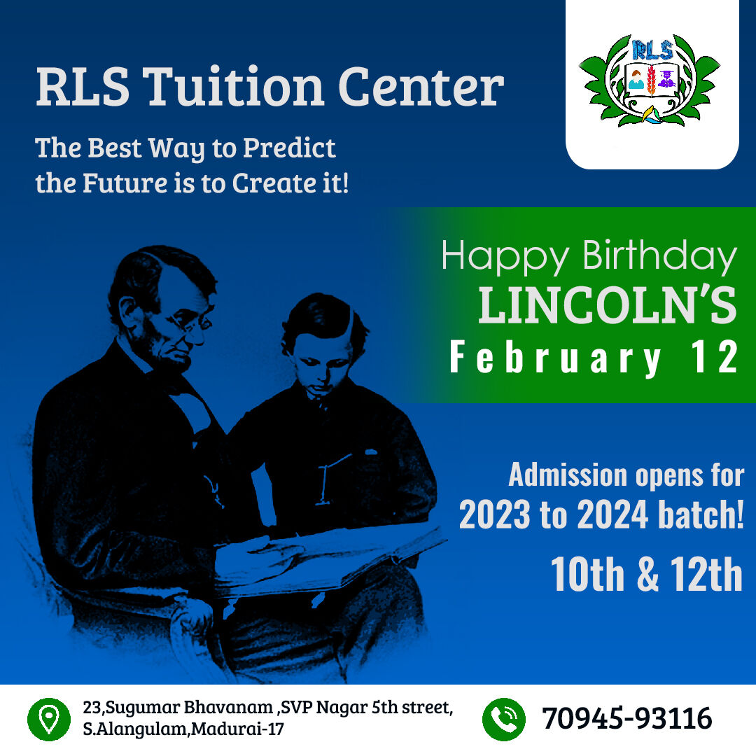 rlstuitionmdu's tweet image. Happy Lincoln's Birthday!

For 10th and 12th Admissions, contact 7094593116

#rlstuitioncenter #rlssugumar #Abraham #education #learning #LearningAndDevelopment #hometuition #tuitionmadurai #mathstuition