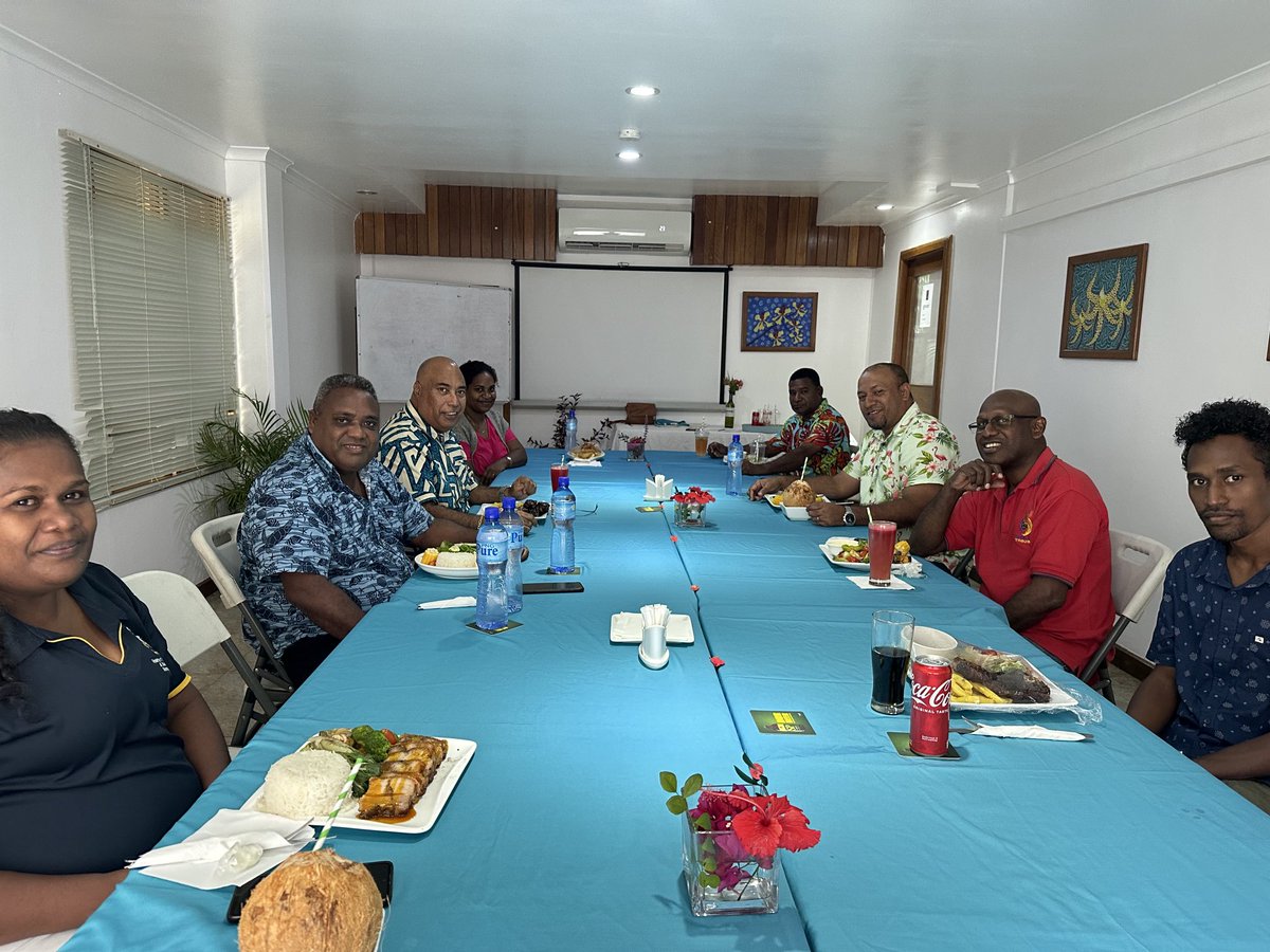 CollinBeck's tweet photo. Thank you High Commissioner ⁦@WSoaki⁩ Soaki and your team for being great host and useful discussion on the High Commission’s 2023 priorities. Honored to meet members of Solomon Islands community in Port Moresby. https://t.co/M1dcXBZerB