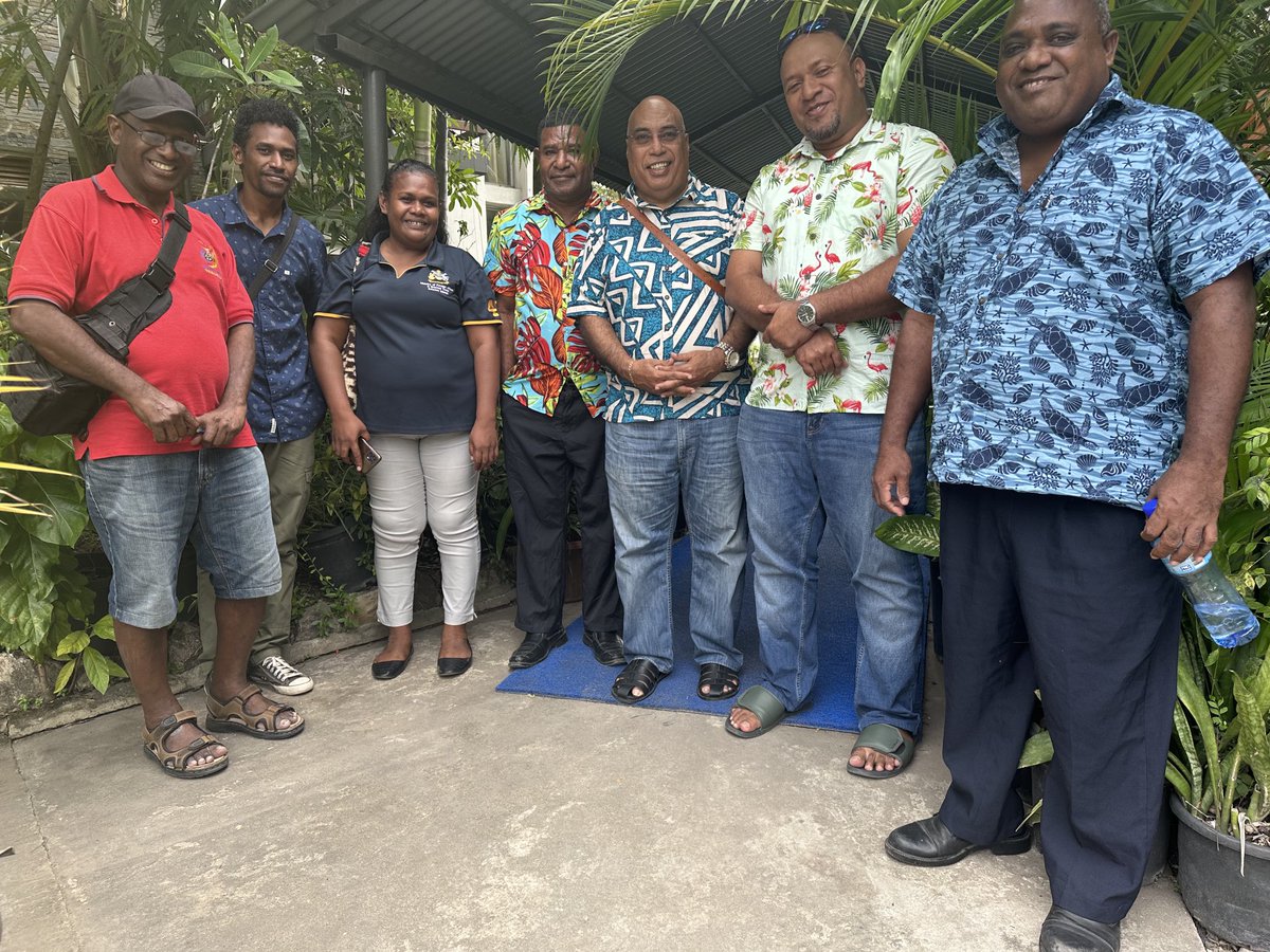 CollinBeck's tweet photo. Thank you High Commissioner ⁦@WSoaki⁩ Soaki and your team for being great host and useful discussion on the High Commission’s 2023 priorities. Honored to meet members of Solomon Islands community in Port Moresby. https://t.co/M1dcXBZerB