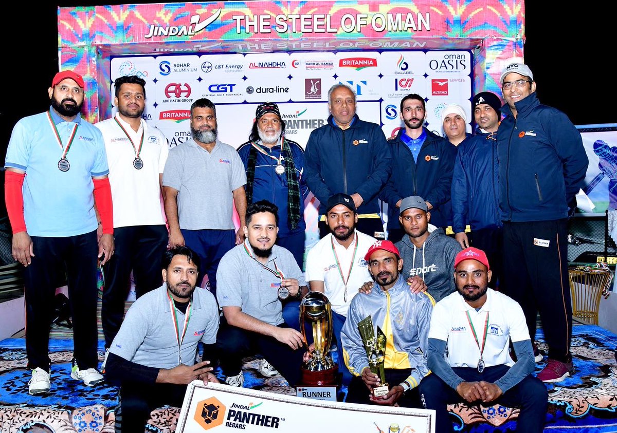 JindalSteel_Om's tweet photo. Congratulations to the winners of the Jindal Panther Corporate Cricket Cup 2023 - L&T.
Our sincere congratulations to #TeamJindal for their efforts in the group stages.
#Cricket #JindalPantherCricketCup #Oman #CricketOman https://t.co/bZWCRzIwE2