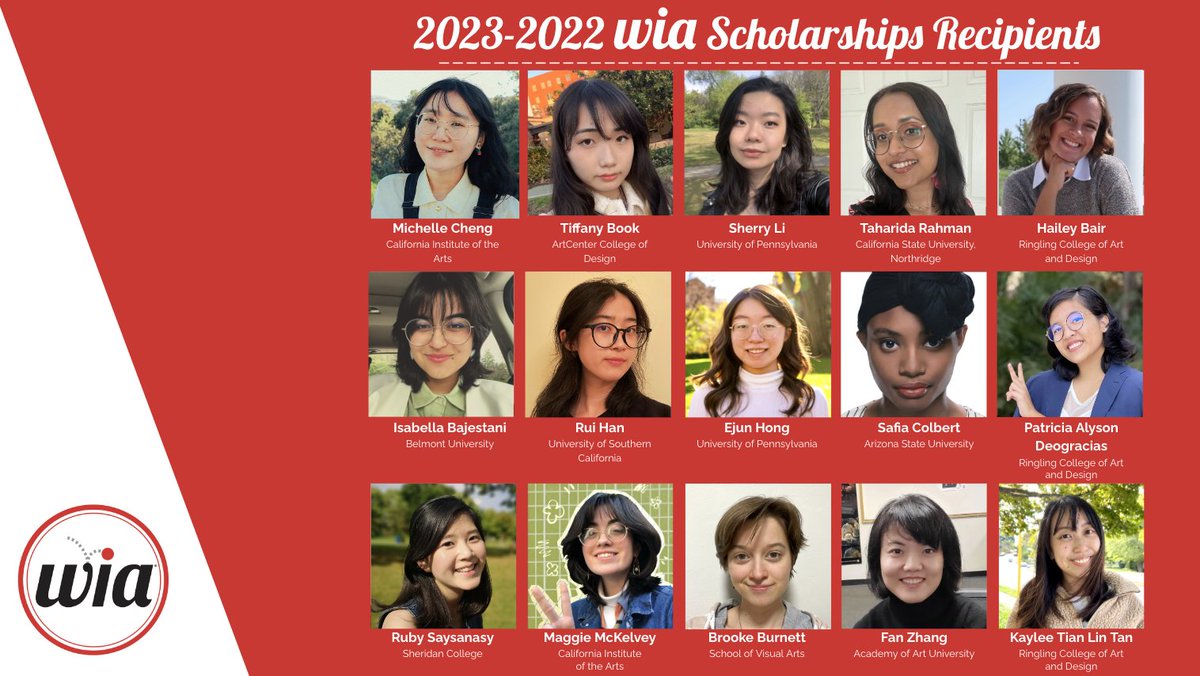 wia_animation's tweet image. Congratulations to the 2022-2023 WIA Scholarship Program Winners and Honorable Mentions!

Learn more about these deserving students and our scholarship program here ---&amp;gt; womeninanimation.org/scholarship/