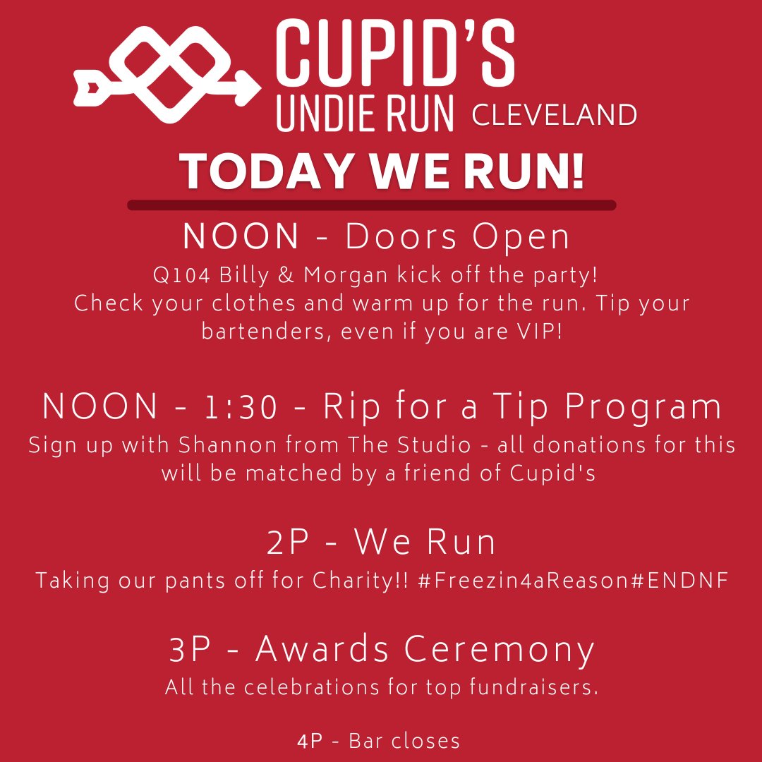 CupidsCLE's tweet photo. Hello Cleveland Cherubs! Today is the day!! You've all fundraised, now it's time to take your pants off all in the name of neurofibromatosis and #endingNF! We look forward to seeing you all today! Please see the day of run Need to Know email that we sent out yesterday https://t.co/txVuW1VoLL