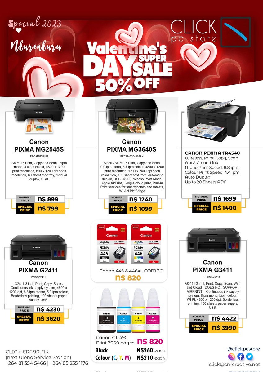 clickpcstore's tweet image. Canon printer special..
Sick available in Katima Mulilo &amp;amp; Nkurenkuru