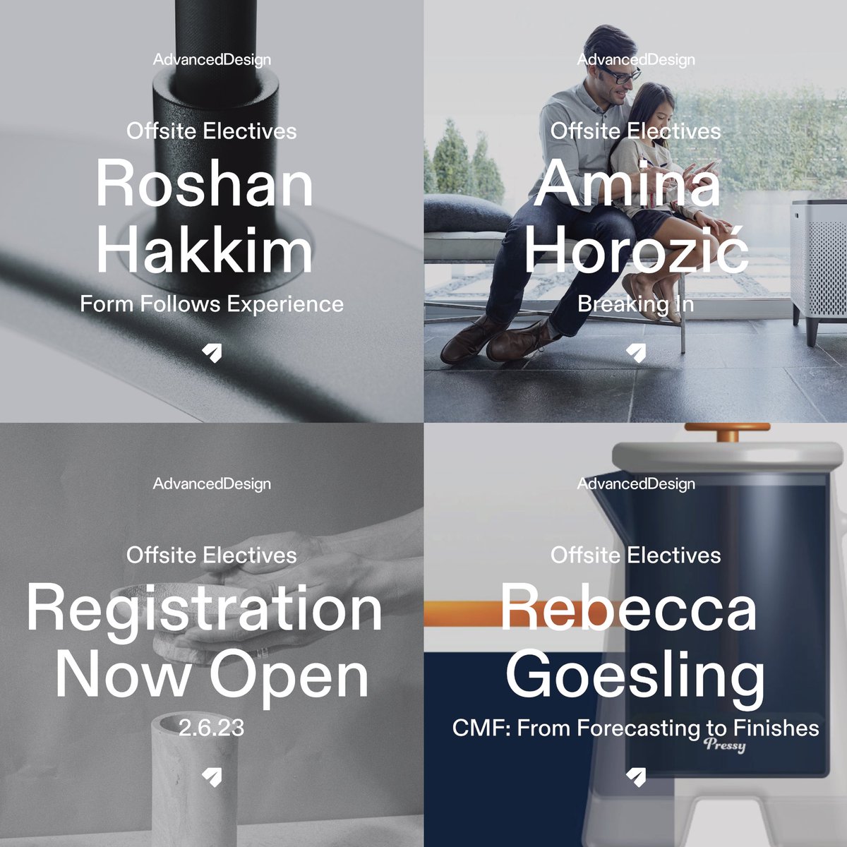 advdes_'s tweet photo. Design your own path with Electives; individual courses that supplement your core education. Choose from three offerings: CMF, Form Follows Experience, and Breaking In. Head over to https://t.co/gQ6PAnJESW for additional information about the course offerings and registration. https://t.co/TCEaeDqzRd