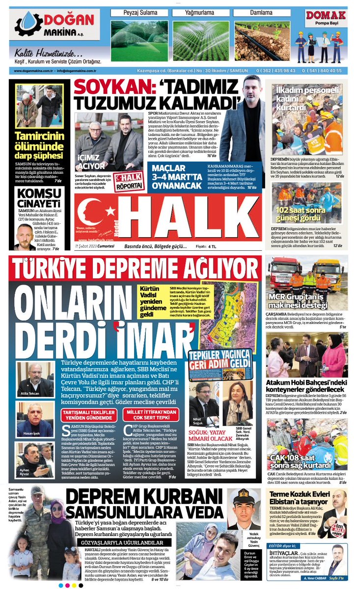 Bugün <a href="/HedefHALK/">Samsun Halk Gazetesi</a>
