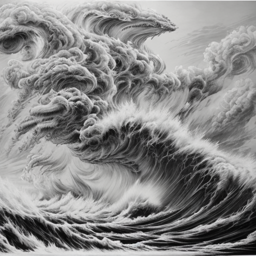 thinktankdecoy's tweet photo. Prompt: A dramatic work entitled "The Fury of the Elements" is a large-scale depiction of a raging tempest, using bold charcoal lines and dramatic contrasts to capture the raw power of nature. #aiart #generativeart #aiartwork https://t.co/VI6SO4bwqR