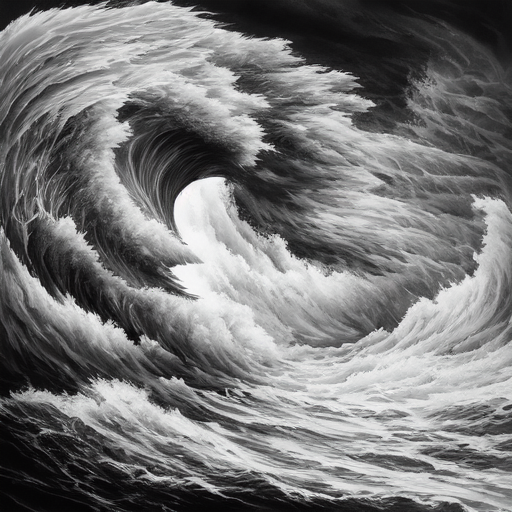 thinktankdecoy's tweet photo. Prompt: A dramatic work entitled "The Fury of the Elements" is a large-scale depiction of a raging tempest, using bold charcoal lines and dramatic contrasts to capture the raw power of nature. #aiart #generativeart #aiartwork https://t.co/VI6SO4bwqR