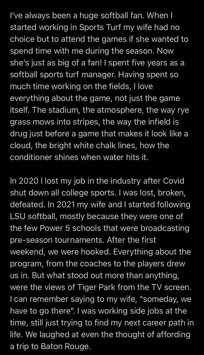 E_Dubb9's tweet photo. Thank you @LSUsoftball for being a light in our lives. You have no idea how much your team means to us. We can’t wait to come see you play! #GeauxTigers #InOurElement @BethTorina @LLefty18 @LSU https://t.co/lRPThPOxkn