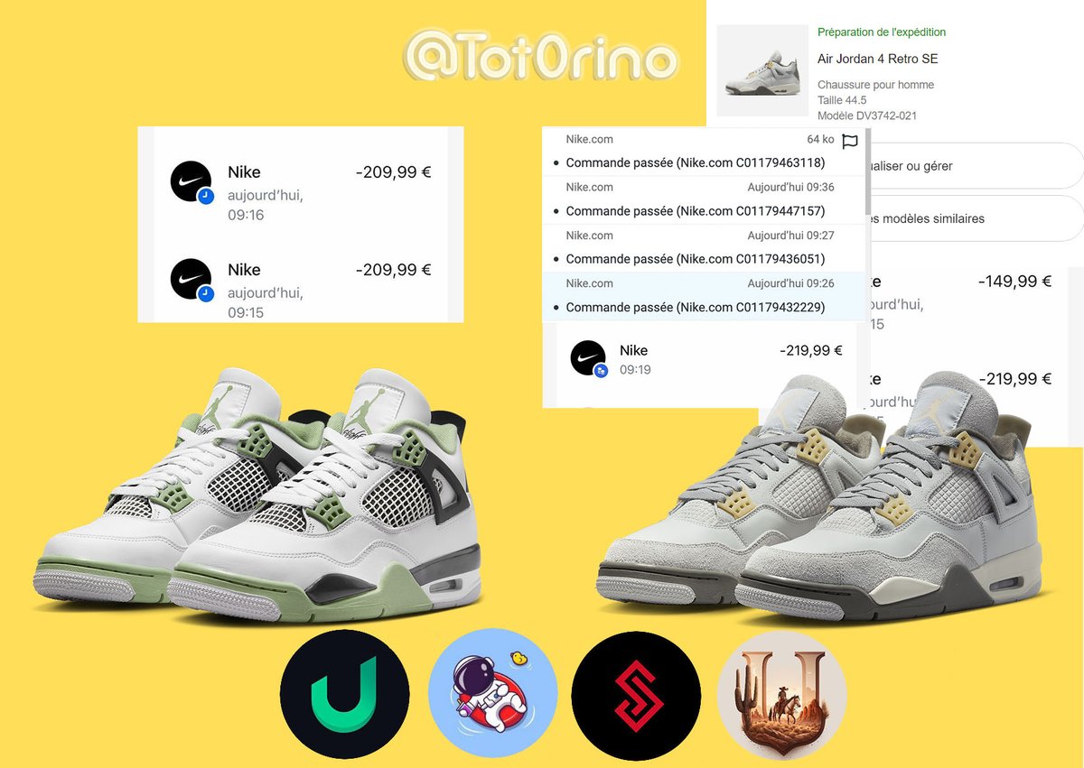 Tot0rino's tweet photo. J4 Week
x2 J4 Seafoam
x8 J4 Craft

S/O @SilentCorpEU , @97checkout , @usnkrs 

Slots ouverts depuis peux :
@uNike_Slots -> https://t.co/P9NETWEMw2 https://t.co/hMVDKFlVvB