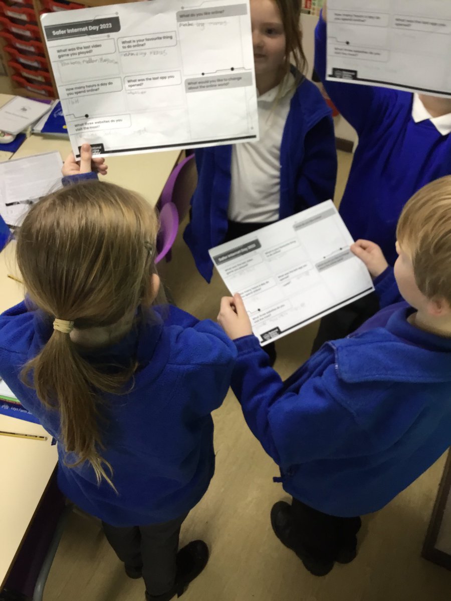 LeysFarm's tweet photo. Safer Internet Day in Class 4W last week. We really enjoyed using the Kagan structure of Mix, Pair, Share to discover friends who have similar interests online. #LFJSComputing #SaferInternetDay2023 @KaganOnline https://t.co/9LTn4LXddC