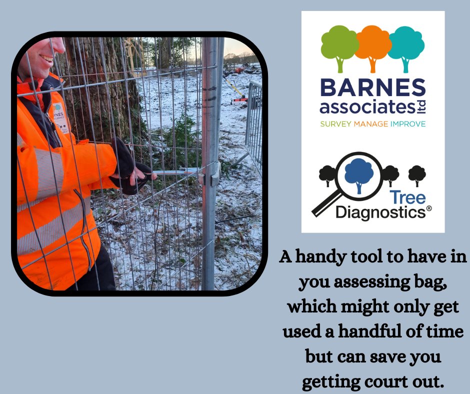 BarnesAssocLtd's tweet image. A handy heras fence tool which has been a helpful addition to the team assessing bag.
What weird and wonderful things do you take in your assessing bag that you don&apos;t think is the normal equipment??
#treediagnostics, #barnesassociates, #tools,#treelife, #equipmentforassessing