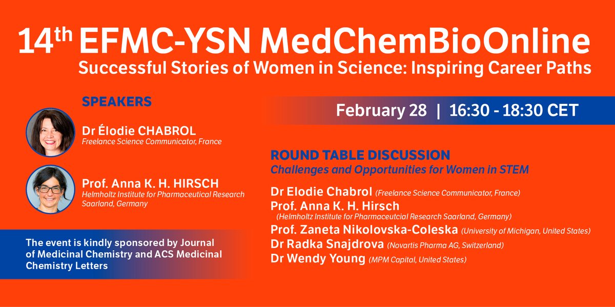 EFMC (@euromedchem) on Twitter photo Let's celebrate the International Day of Women and Girls in Science! Do not miss our 14th #MedChemBioOnline:
👩🔬 Successful Stories of Women in Science: Inspiring Career Paths
📆 February 28 | 16:30 to 18:30 CET
💻 Online webinar
🔗 medchembio.online
<a href="/WomenScienceDay/">Women in Science Day</a> Let's celebrate the International Day of Women and Girls in Science! Do not miss our 14th #MedChemBioOnline:
👩🔬 Successful Stories of Women in Science: Inspiring Career Paths
📆 February 28 | 16:30 to 18:30 CET
💻 Online webinar
🔗 medchembio.online
<a href="/WomenScienceDay/">Women in Science Day</a>