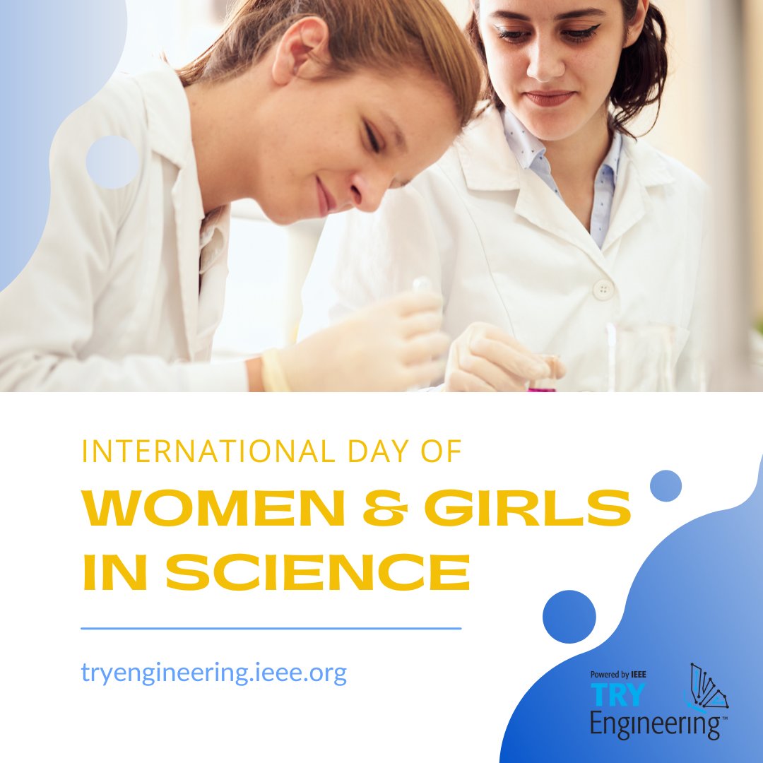 TryEngineering's tweet photo. Today is International Day of Women &amp; Girls in Science! Did you know that women make up only around 27% of the #STEM workforce? It's time to do something about it. Explore more about women in STEM with TryEngineering: https://t.co/pjQqyM7Plp https://t.co/0jwIMnAsre