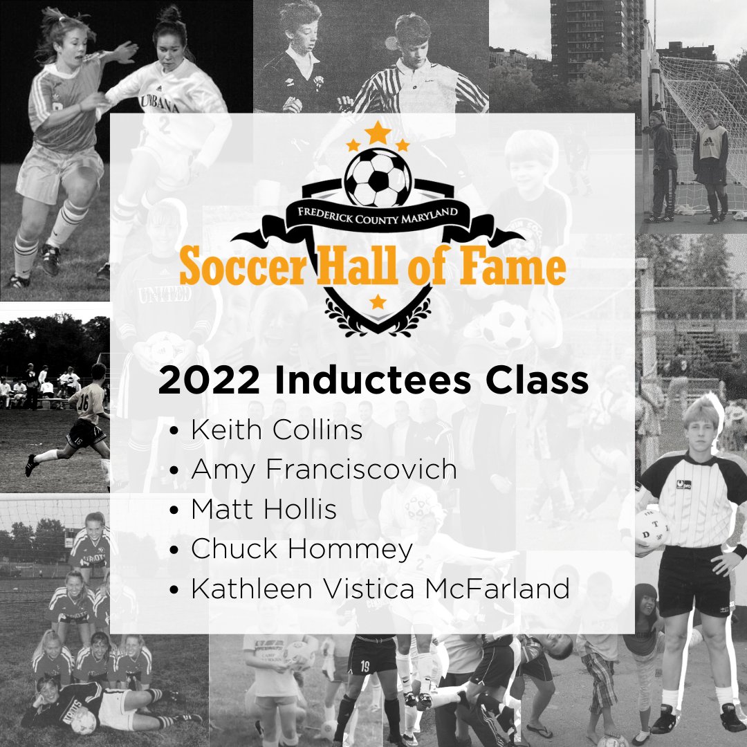 Come join the Frederick County Soccer Hall of Fame on March 26th to honor five inductees into the Class of 2022! We 👀 some of our FC Frederick community! Register here: ow.ly/uiiL50MPVgv #FCHOF