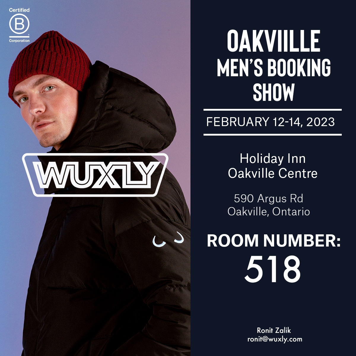 Come visit us at the Oakville Men's Booking Show! 📍 Holiday Inn, Oakville Centre 🗓 Feb 12-14 👉️ Room # 518