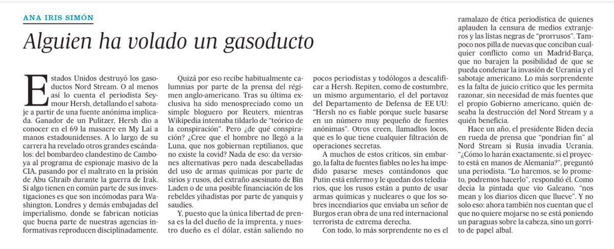 03690jul's tweet photo. Esto de @anairissimon. Algo me dice que será su última columna en EL PAIS. Al tiempo.... https://t.co/YNZyulvARW