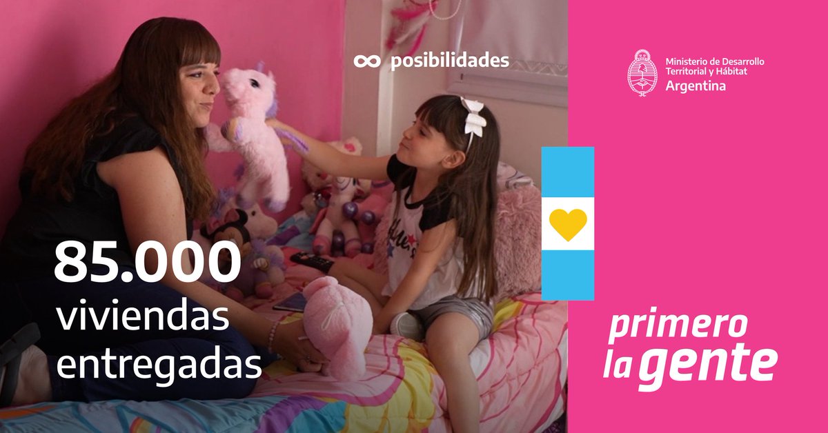 MinHabitatAR's tweet photo. Entregamos 85 mil viviendas y no paramos de abrir puertas 🔑

Por cada familia que accede a su #CasaPropia generamos miles de puestos de trabajo y la libertad de que puedas elegir la vida que querés tener🏡

Trabajamos para que tengas infinitas posibilidades 🇦🇷

#85MilViviendas https://t.co/ZlEpGrz7Lf
