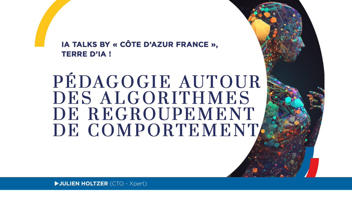 Maison_IA's tweet image. [#WAICF06 #IATALKS 🎙️] by « Côte d’Azur France » Terre d’IA !

🤖 PÉDAGOGIE AUTOUR DES ALGORITHMES DE REGROUPEMENT DE COMPORTEMENT avec ⬇️
✔️ @JulienHoltzer @AiotXpert 

Live sur notre chaîne YouTube youtube.com/live/OtmLuswCa…