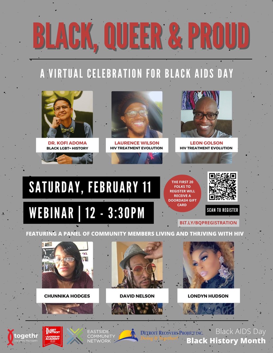 LGBTDetroit's tweet photo. Black, Queer & Proud Goes LIVE, TODAY, at NOON!!!
And we hope to see you there; Zoom Information is Below:
https://t.co/c8U4Ti4XyW
#blackhistorymonth #lgbtdetroit #safebravespace #educationandadvocacy #leadershipacademy #togethr #ehe #blackaidsday https://t.co/zC9Am881NG