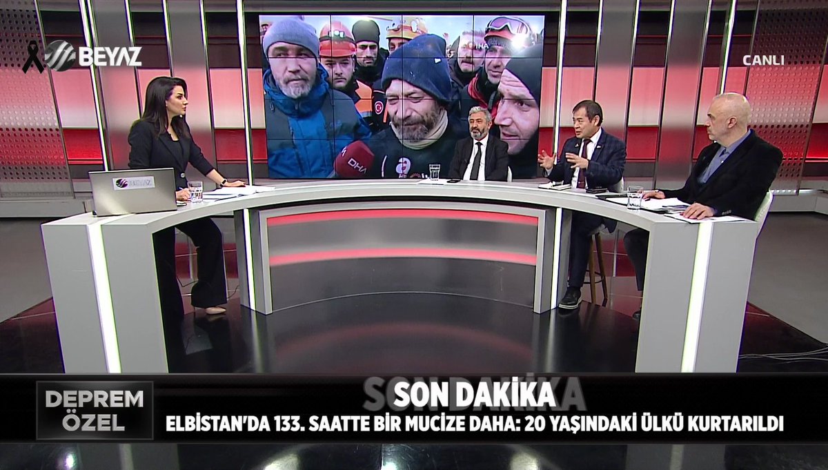 beyaztv's tweet photo. Duygu Çuhadar'ın sunumuyla ''Deprem Özel'' Deprem Uzmanı Prof. Dr. Şerif Barış, Afet Yönetimi Uzmanı-Mühendis Ogün Şimşek ve Deprem Uzmanı Moriwaki Yoshinori'nin yorumlarıyla devam ediyor https://t.co/HLl9gMQjgT