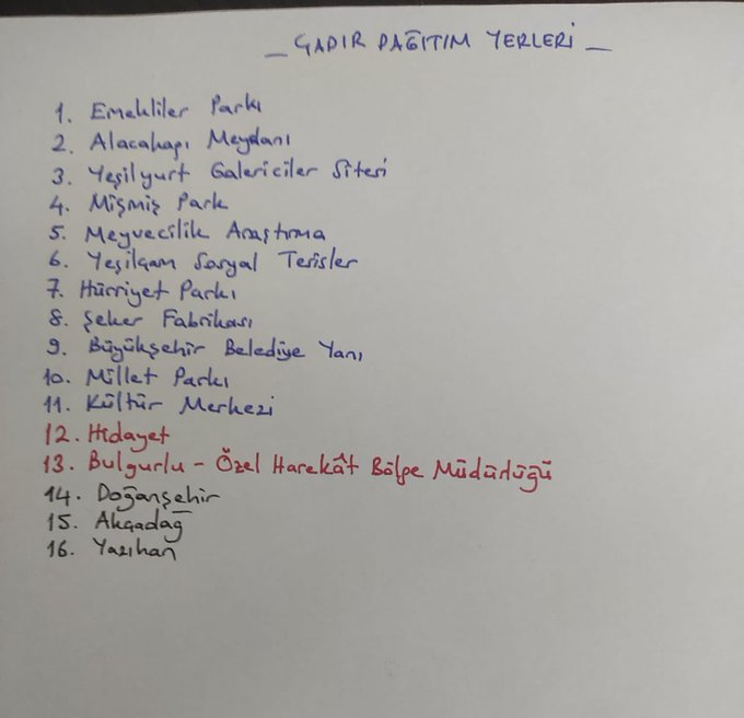 Malatya çadır dağıtım yerleri