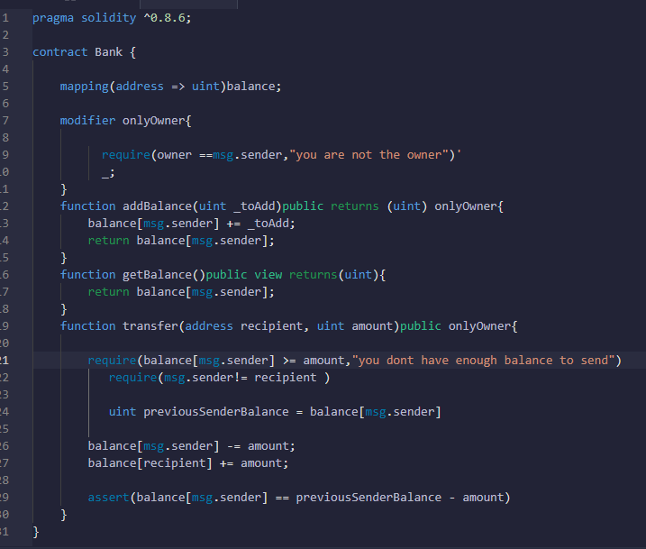 bano_kauser's tweet photo. Ethereum Smart Contract Programming 
Solidity Basic 
ASSERT
Assert is use to check internal error of bank contract,like balance of sender before transaction and after transaction https://t.co/rSmZ51YsqM