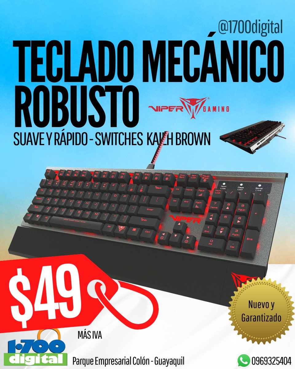Nuevo Teclado mecánico Viper resistente e iluminado, con switches Brown a $49