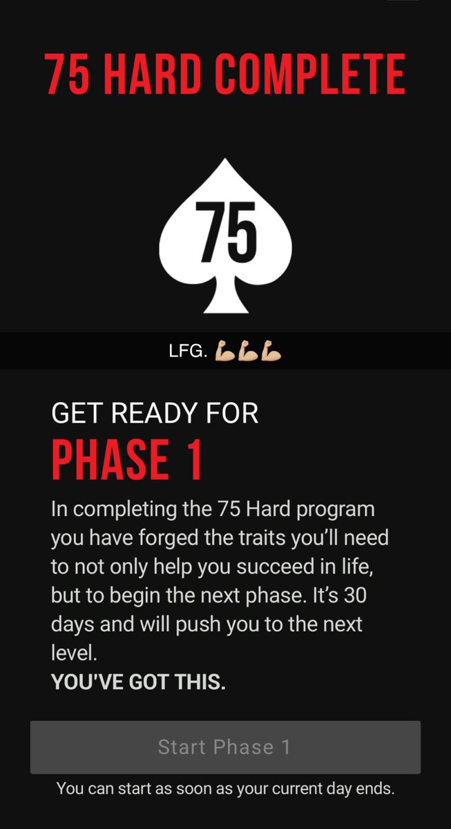 75Hard completed yesterday.
Words cannot describe how I feel right now.
We just getting started, Phase 1 starts Monday. LFG.
#75Hard #LiveHard #duespaid #wedothework #iam1stphorm