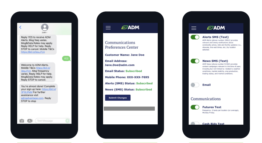 ADMFarmServices's tweet photo. It’s easy to receive text messages on commodity prices, bids, offers, and facility updates. Follow these simple instructions to sign up for your preferred communication alerts:
https://t.co/9ZyPw83ltk https://t.co/qxmE09GLEA