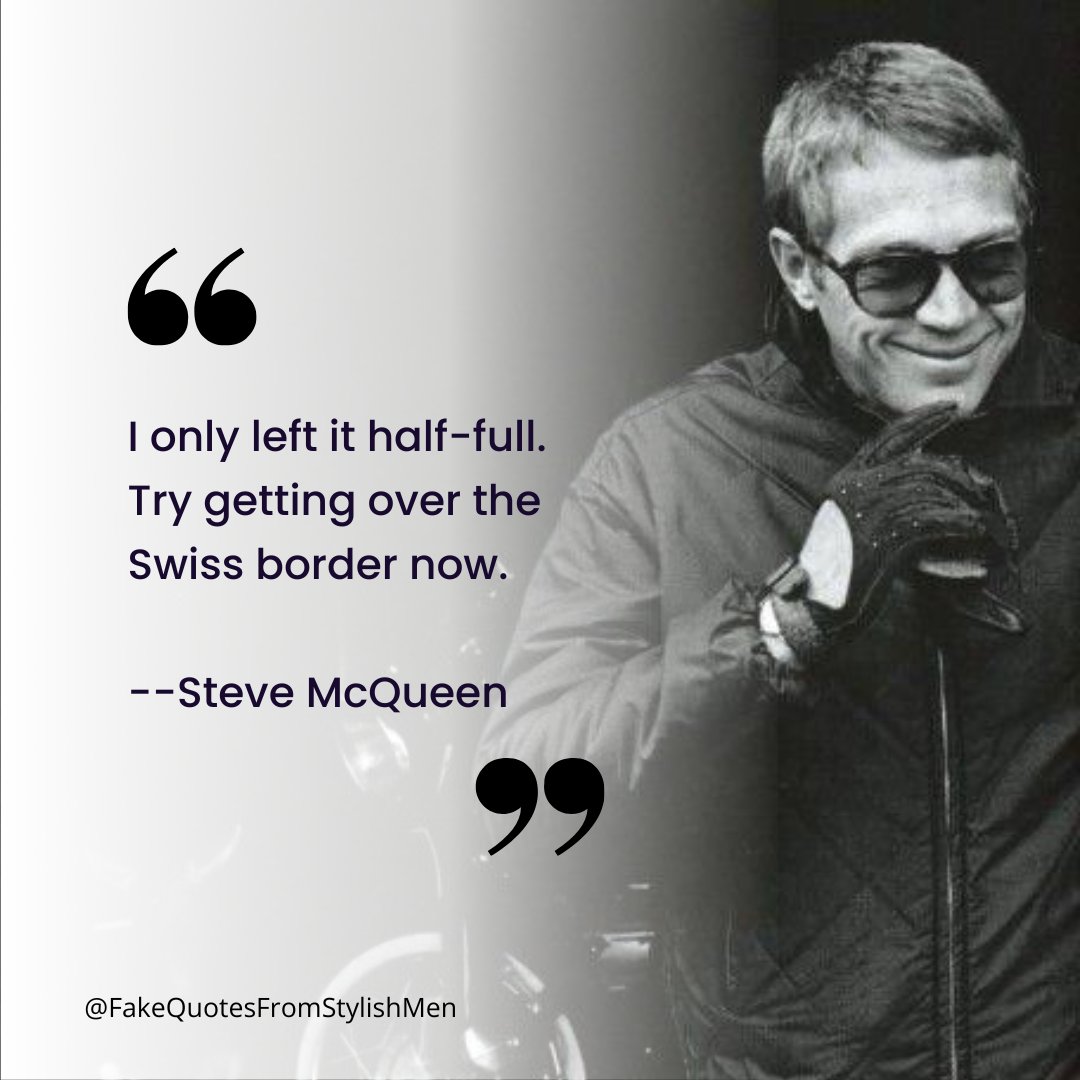 FakeStyleQuotes's tweet photo. The great #SteveMcQueen wasn't gonna make it easy for you. 

#thegreatescape 
#Lemans
#KingofCool 
#persol 
#sunglasses 
#bullitt 
#Mustang
#cars
#motorcycle 
#racing
#funny
#quotes https://t.co/islFEhBIsj