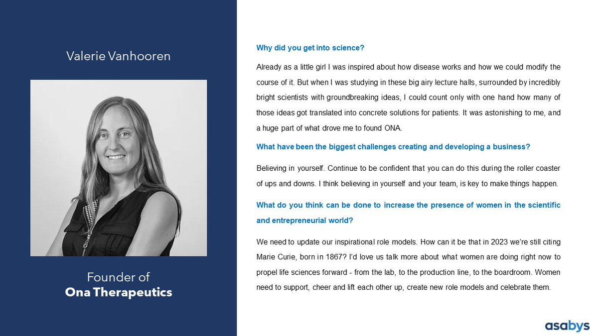 Happy International Awareness Day of Women and Girls in Science! We want to raise the voices of our amazing women founders. They inspired us, and we want them to inspire the you too. @OnaTherapeutics @valerievh001 #WomenInScience #IDWGIS2023 #STEM #Healthcare #LifeSciences