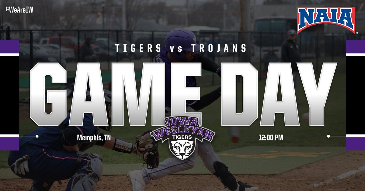 TIGER NATION: It's GAME DAY for our Men's Baseball team as they continue day 2 in Memphis, Tennessee against the Trojans! Game 1 begins at 12:00 PM, and Game 2 will follow! 

#WeAreIW