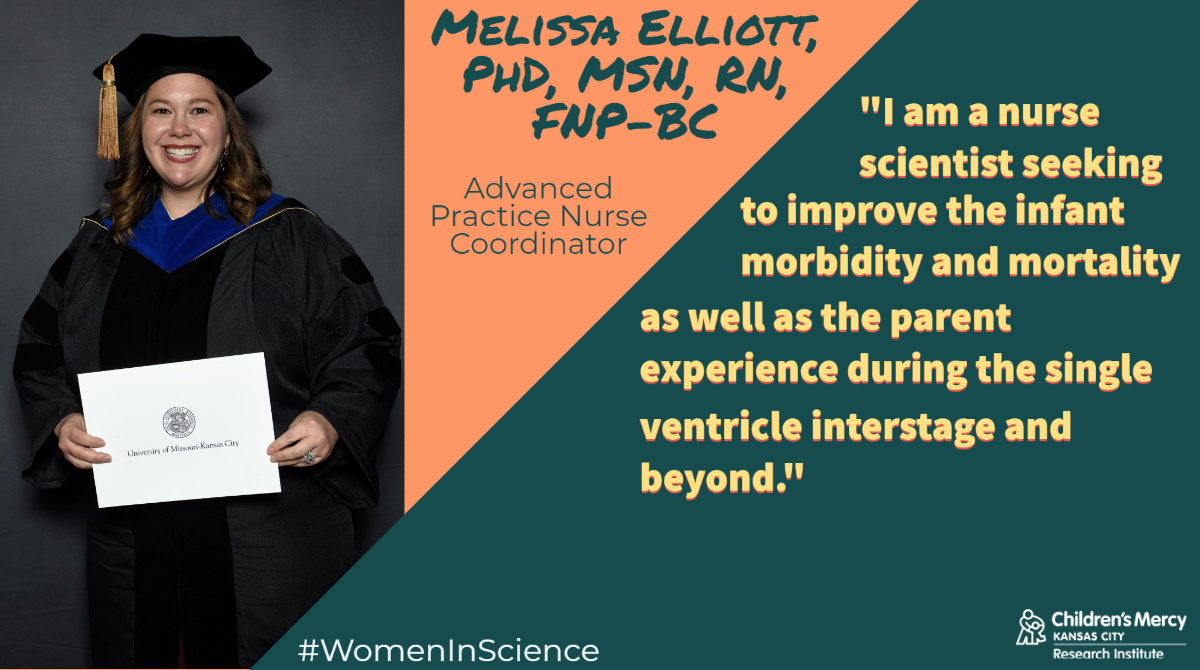 Dr. Melissa Elliott's research focuses on single ventricle congenital heart disease, parent trauma, transition, and nursing. She's shown here while at the graduation ceremony when she got her PhD in Nursing in December 2022. #WomenInScience #WomenInScienceDay