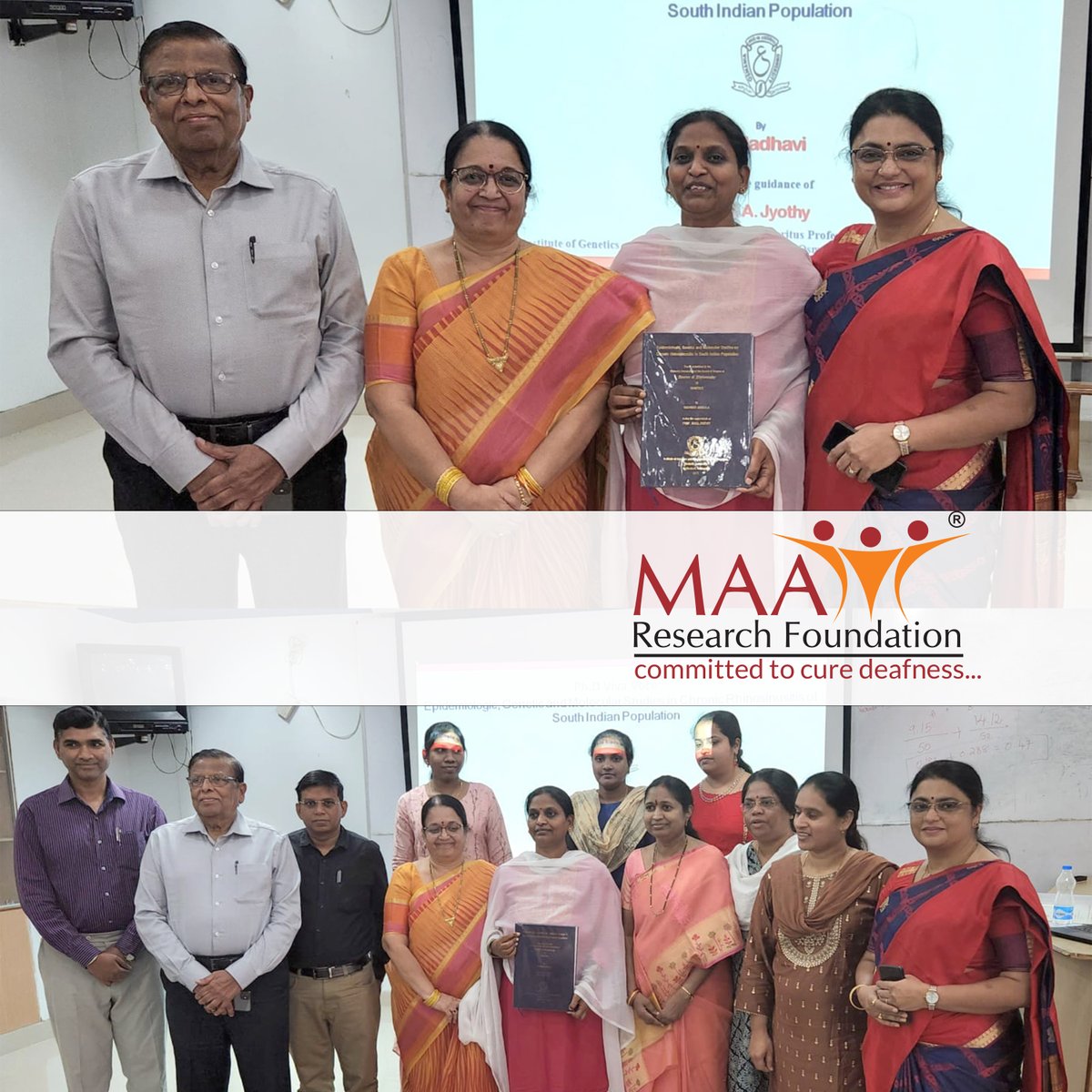 Ms Madhavi Hearty Congratulations 🌺  Awarded the degree of Doctor Philosophy (Ph.D) in Genetics from Osmania University, Hyderabad.
#doctorofphilosophy #genetics #geneticsdoctorate #maaresearchfoundation #phdgenetics #OsmaniaUniversity #epidemiology #ChronicRhinosinusitis