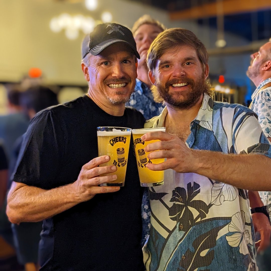 RockPitBrewing's tweet photo. Day 1 of the RockPIt Fourth Anniversary is in the books, and it was a hell of a time. Thank you to everyone who came out to celebrate with us, including Ben, our first customer ever! https://t.co/UtRfAtf5PM