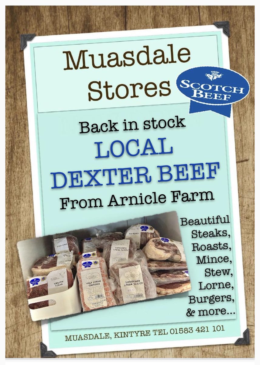 🏴󠁧󠁢󠁳󠁣󠁴󠁿🥩 BACK IN STOCK 🥩🏴󠁧󠁢󠁳󠁣󠁴󠁿
Local dexter beef from Arnicle Farm…
Move quick tho, it goes fast!!!
Thank you 
#muasdale #dexterbeef #scotchbeef #localbusiness #localproduce #gigha #kintyre #machrihanish #campbeltown #tarbert