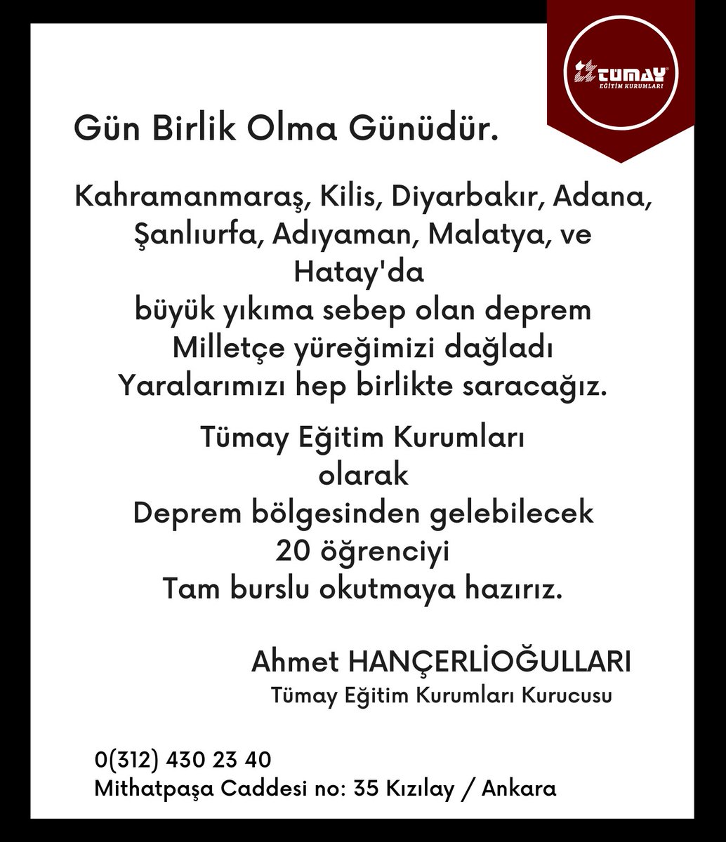 Tümay Eğitim Kurumları tweet media