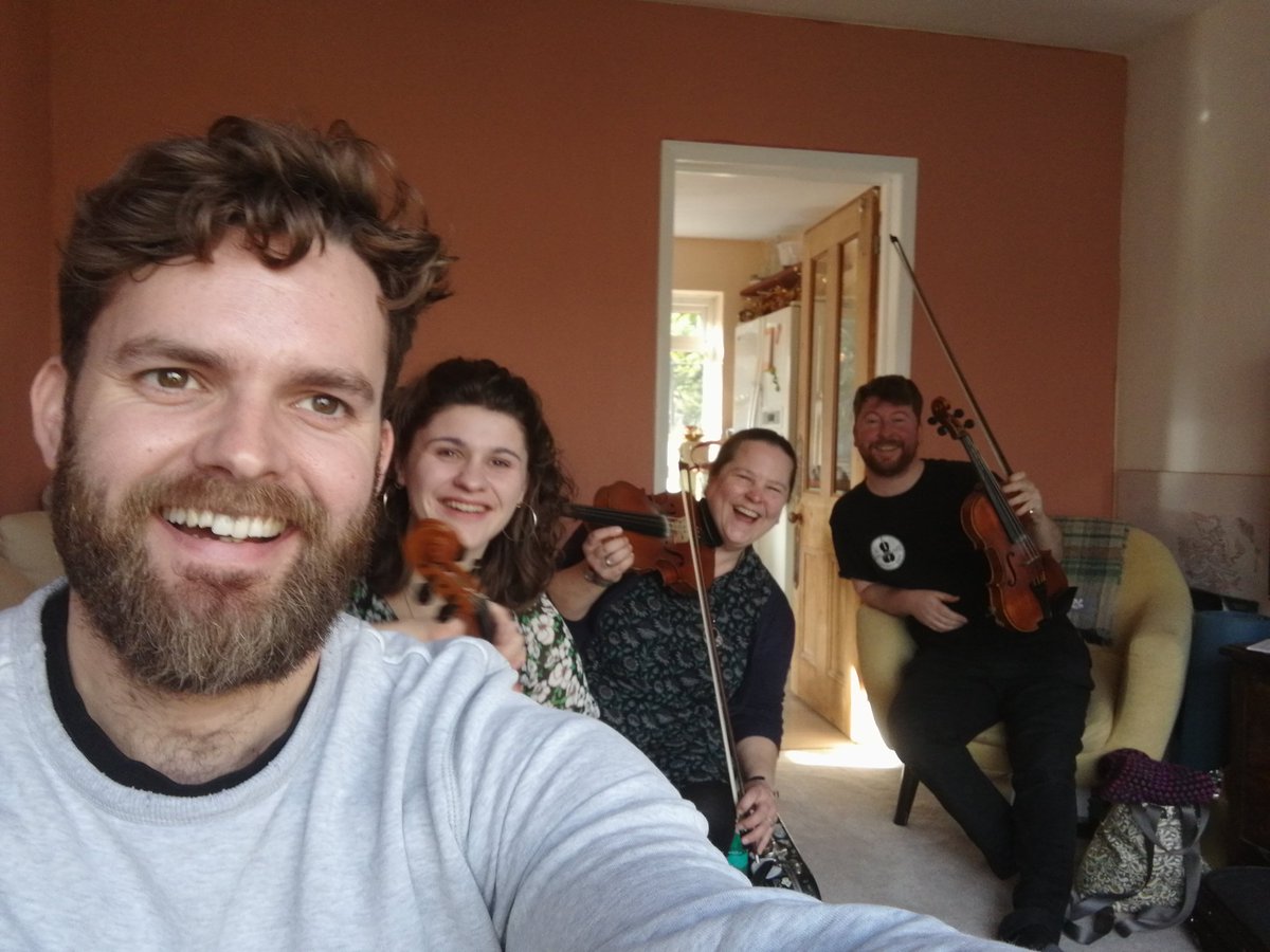 Practising hard for tonight's <a href="/LiveToYourLR/">Live to your Living Room</a> gig! 🎻🎻🎻🎻