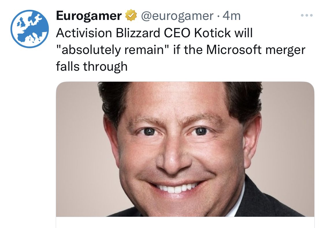 This is the biggest motivation to approve the #ActivisionBlizzard acquisition. #FireBobbyKotick 😎
